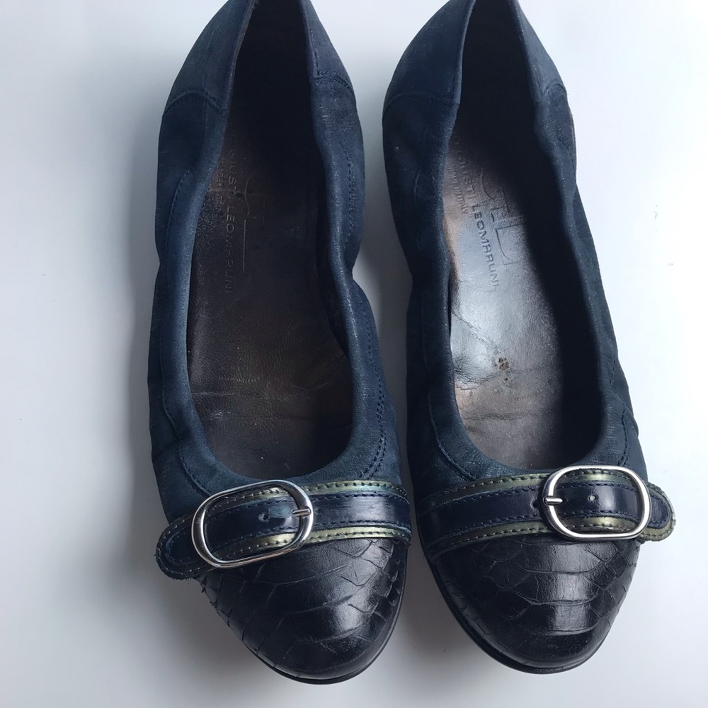 Agl Navy suede and leather ballet flats sz 9 - Picture 1 of 6